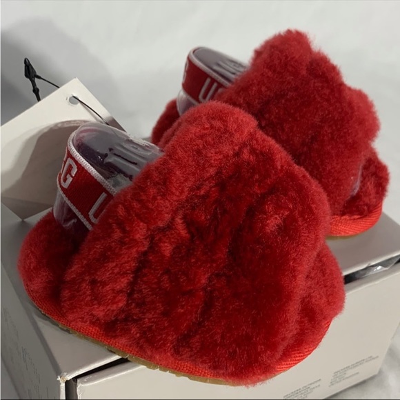 Ugg Australia Fluff Yeah Red White Sides New Infant 0/1 - Picture 2 of 6